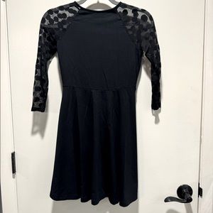 Black quarter length sleeve flare, mini dress